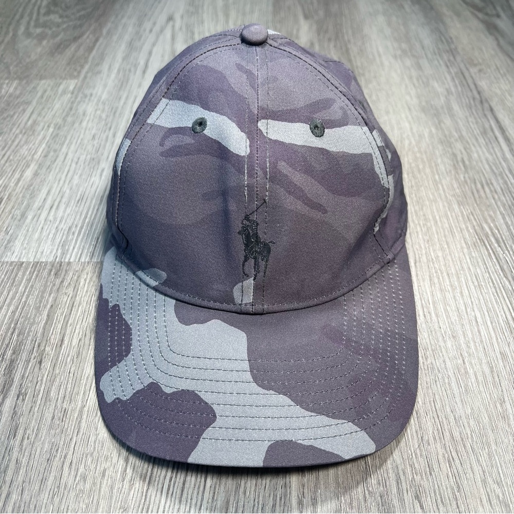 Polo Ralph Lauren Men's Grey Camo Pony Logo Twill Baseball Hat Golf Adjustable